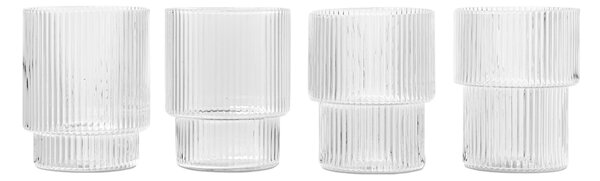 FERM LIVING Skleničky Ripple, Clear, sada 4 kusů