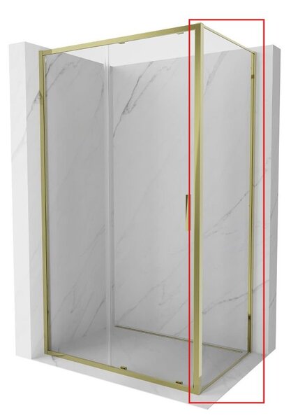 Mexen Exo, boční skleněná stěna ke sprchovému koutu EXO 100x200 cm, 6mm čiré sklo, zlatý profil, 810-100-000-50-00