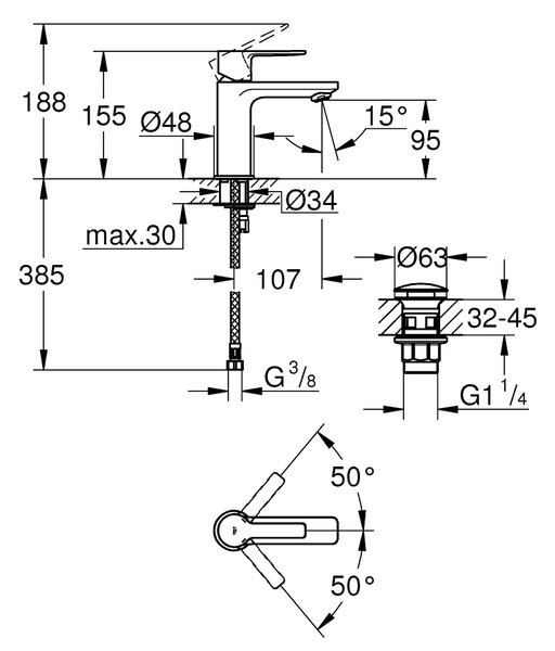 Grohe Lineare New umyvadlová baterie stojící černá 237912431