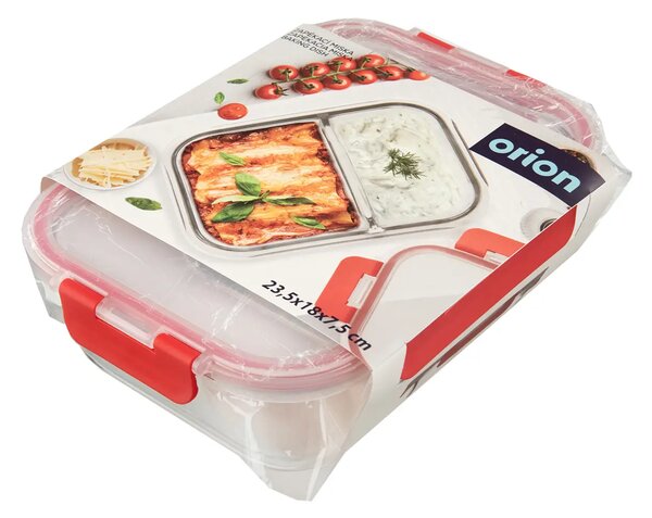 Orion Skleněná dělená zapékací miska, krabička na oběd a svačiny, 500+800ml