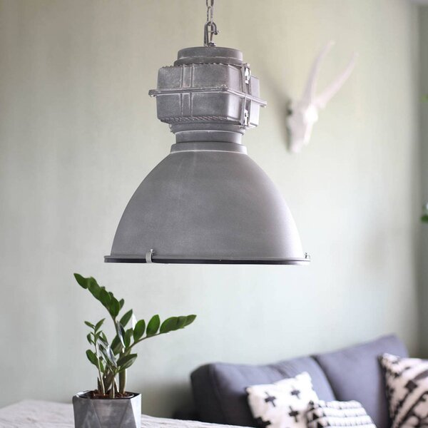 Steinhauer Závěsné svítidlo Mexlite Densi, šedá barva, Ø 47 cm, kov, stmívatelný, Hliník / šedá / zinek, Obývací pokoj / jídelna, kov, Industriální design