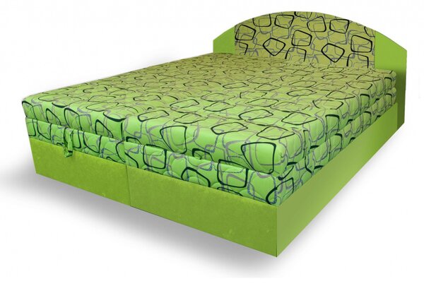Polohovací postel 160x200 VEERLE - zelená / vzorovaná 1