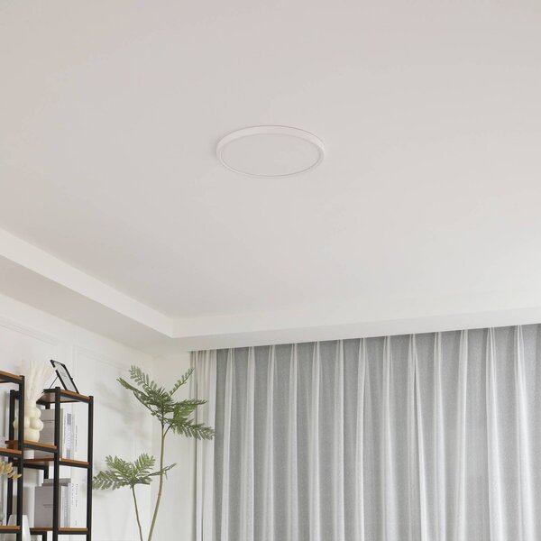 Lindby LED stropní svítidlo Pravin, Ø 30 cm, bílé, Bílá / opál, Obývací pokoj / jídelna, Plast, Moderní
