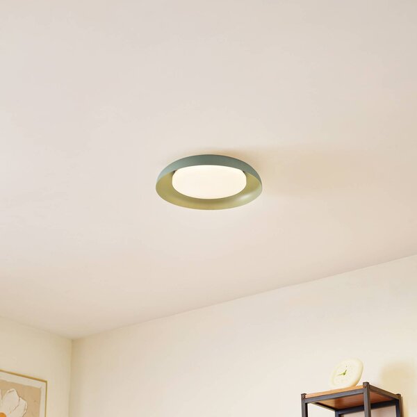 Lindby LED stropní svítidlo Florie, zelené, kov, Ø 40 cm, Zelená, Obývací pokoj / jídelna, Plast, Moderní