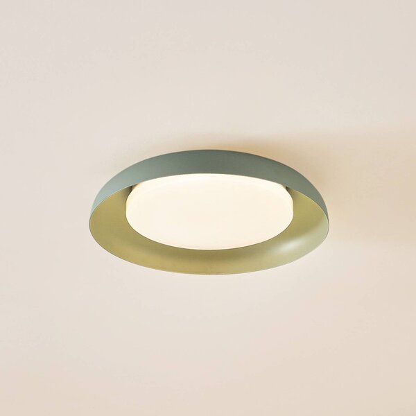 Lindby LED stropní svítidlo Florie, zelené, kov, Ø 40 cm, Zelená, Obývací pokoj / jídelna, Plast, Moderní