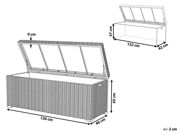 Úložný box MODENA 126 cm 46 cm Hnědá