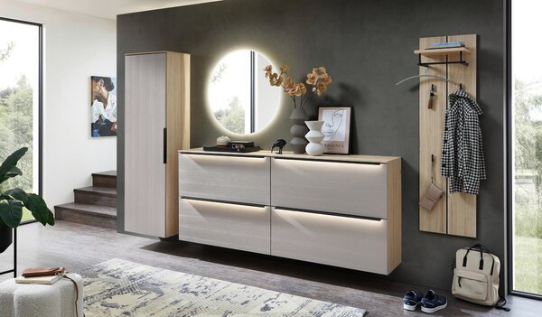 ŠATNÍ PANEL, barvy grafitu, barvy dubu, 41/151/30 cm Voleo - Šatní panely