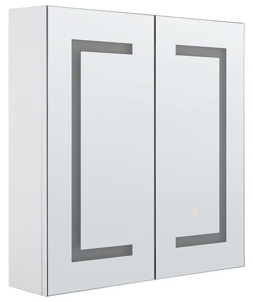 Nástěnná zrcadlová skříňka do koupelny LED MAZARREDO 60 cm 60 cm Bílá