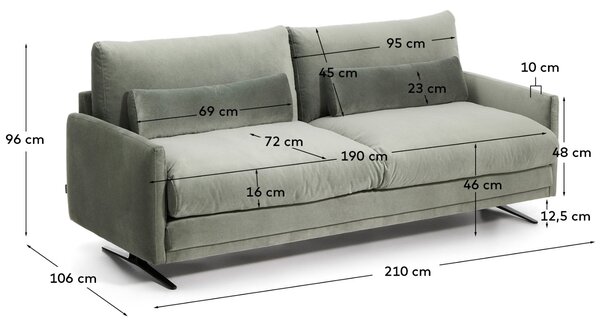 Kave Home Zelená sametová dvoumístná pohovka Veliro 210 cm