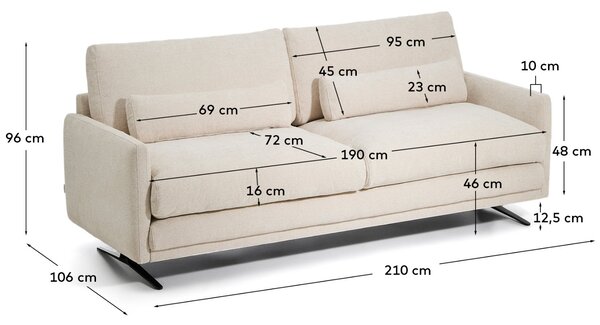 --25 % Dny MOMENTI– Kave Home Béžová dvoumístná pohovka Veliro 210 cm