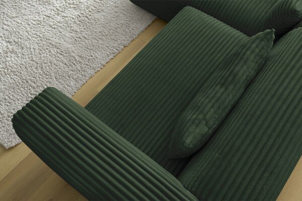 -25 % Dny MOMENTI– Bobochic Paris Zelená manšestrová rohová pohovka Harry 273 cm, levá