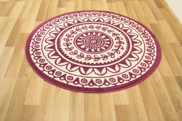 Balta Kulatý koberec Luna 503786/56955 Etno klasický fialový krémový Rozměr: průměr 120 cm