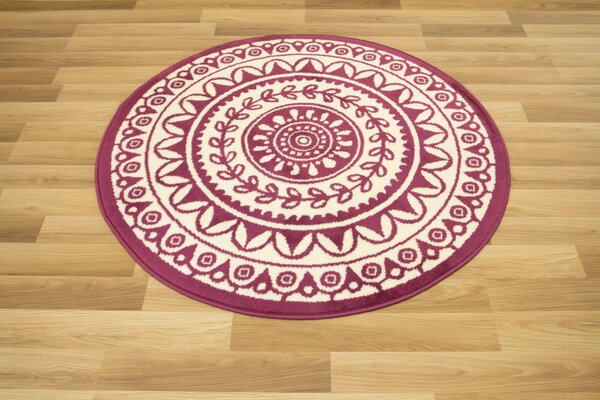 Balta Kulatý koberec Luna 503786/56955 Etno klasický fialový krémový Rozměr: průměr 120 cm