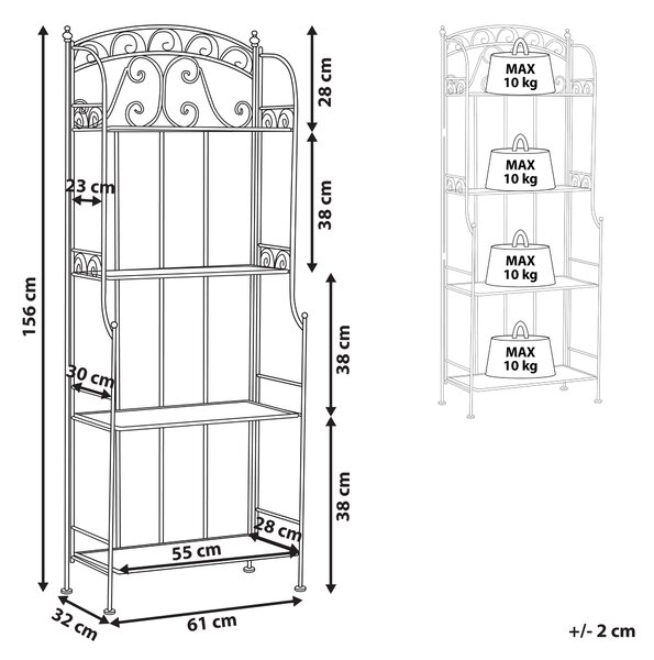 Regál s policemi PADUA Kov 156 cm 61 cm Bílá