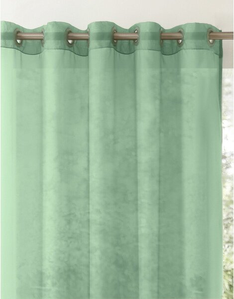 Jednobarevný voálový závěs s transparentními očky zelená 140x145 cm