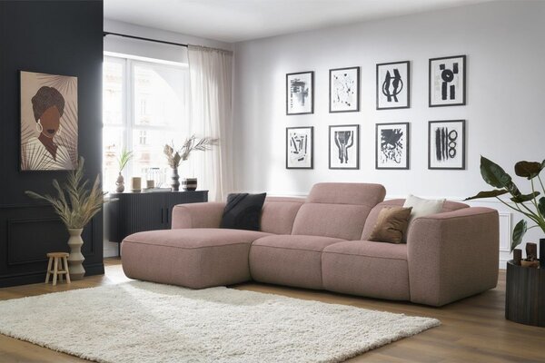-25 % Dny MOMENTI– Bobochic Paris Růžová rohová pohovka William 298 cm, levá