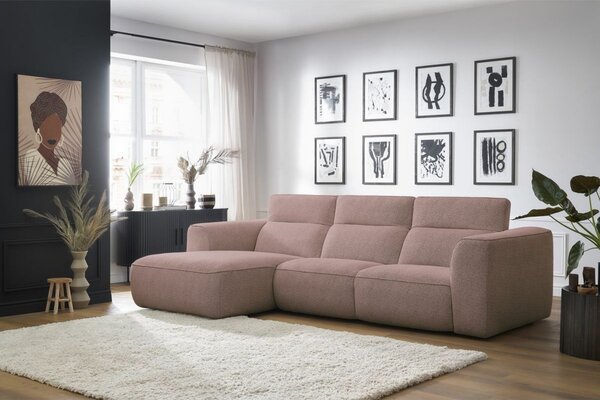 -25 % Dny MOMENTI– Bobochic Paris Růžová rohová pohovka William 298 cm, levá
