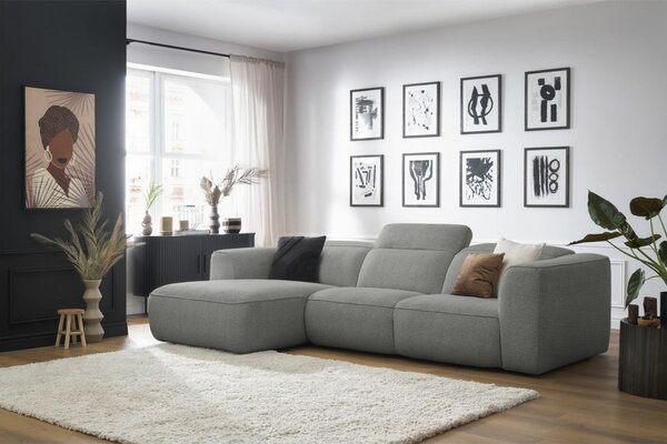 -25 % Dny MOMENTI– Bobochic Paris Světle šedá rohová pohovka William 298 cm, levá