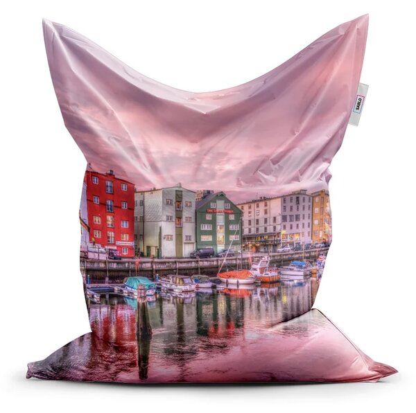 Sablio Sedací vak Classic Barevné domky na pobřeží - 150x100 cm