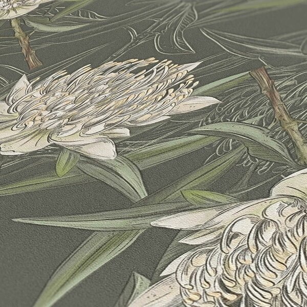 A.S. Création | Vliesová tapeta na zeď Drawn into Nature 39432-1 | 0,53 x 10,05 m | krémová, zelená