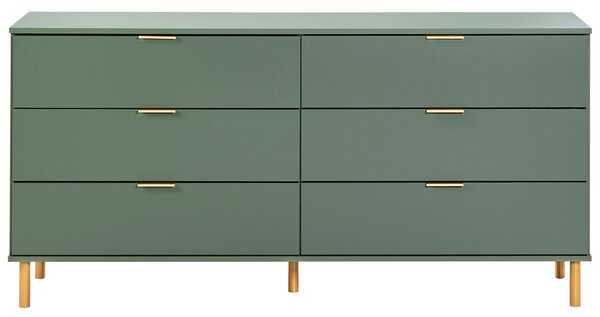 Komoda se 6 zásuvkami WALPOLE Zelená