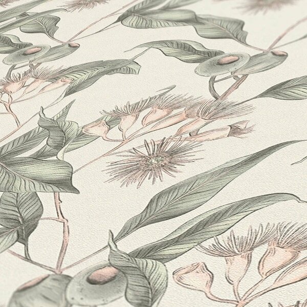 A.S. Création | Vliesová tapeta na zeď Drawn into Nature 39430-4 | 0,53 x 10,05 m | krémová, šedá, zelená