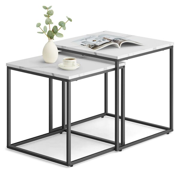 Sada 2ks konferenčních stolků QUADRO, dekor bílý mramor