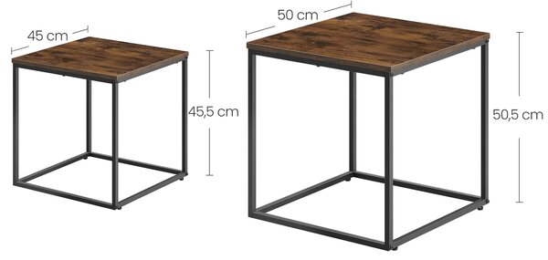 Sada 2ks konferenčních stolků QUADRO, dekor rustikálně hnědá