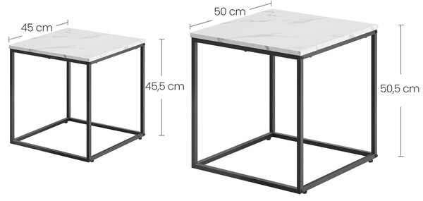 Sada 2ks konferenčních stolků QUADRO, dekor bílý mramor