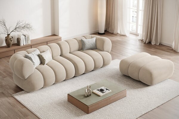 -25 % Dny MOMENTI– Cosmopolitan Design Světle béžová sametová čtyřmístná pohovka Koge 240 cm