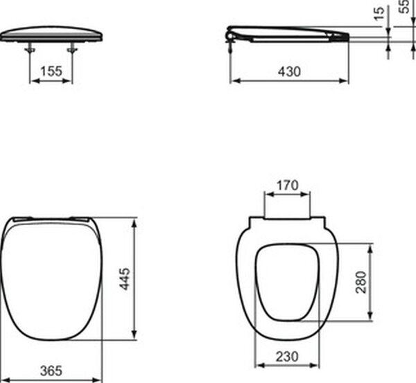Ideal Standard Dea záchodové prkénko s pomalým sklápěním bílá T676783