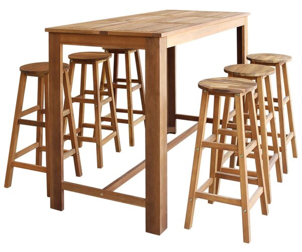 Barový stůl a stoličky sada 7 ks masivní akáciové dřevo