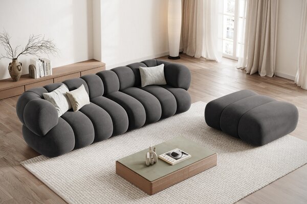 -25 % Dny MOMENTI– Cosmopolitan Design Šedá sametová čtyřmístná pohovka Koge 240 cm