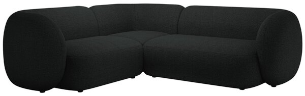 Micadoni Černá bouclé rohová pohovka Kate 252 cm, levá