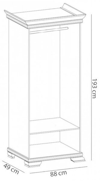 KORA a | šatní skříň KS1 se zásuvkami a šatní tyčí | 88 cm | andersen