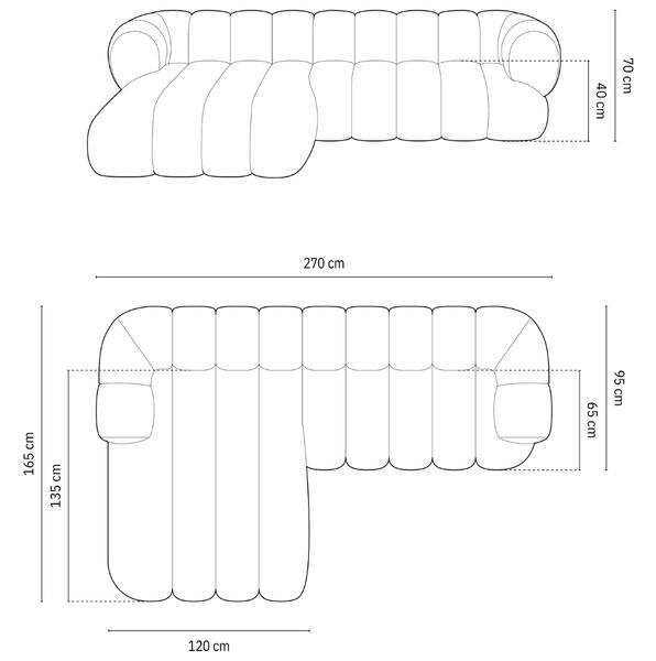 -25 % Dny MOMENTI– Cosmopolitan Design Světle béžová sametová rohová pohovka Koge 270 cm, levá