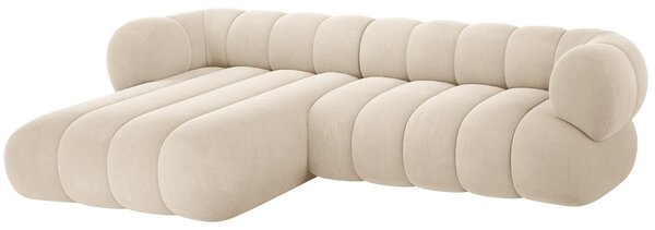 -25 % Dny MOMENTI– Cosmopolitan Design Světle béžová sametová rohová pohovka Koge 270 cm, levá