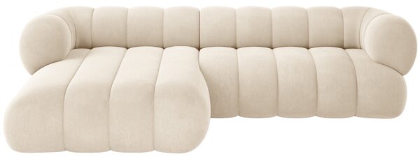 -25 % Dny MOMENTI– Cosmopolitan Design Světle béžová sametová rohová pohovka Koge 270 cm, levá