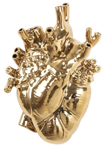 Seletti Zlatá porcelánová váza Love in Bloom 25 cm