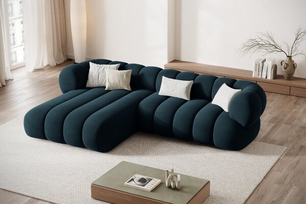 -25 % Dny MOMENTI– Cosmopolitan Design Tmavě modrá sametová rohová pohovka Koge 270 cm, levá