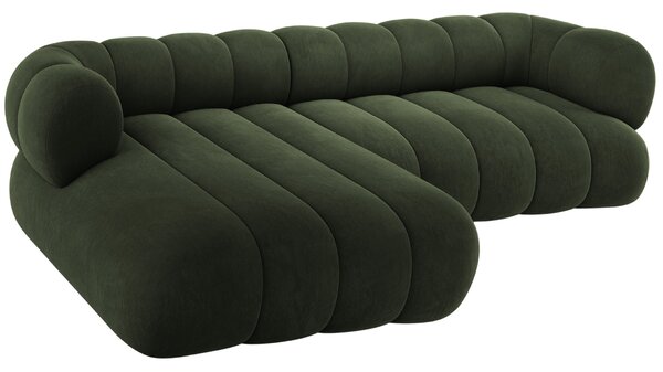 -25 % Dny MOMENTI– Cosmopolitan Design Zelená sametová rohová pohovka Koge 270 cm, levá