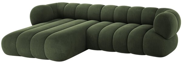 -25 % Dny MOMENTI– Cosmopolitan Design Zelená sametová rohová pohovka Koge 270 cm, levá