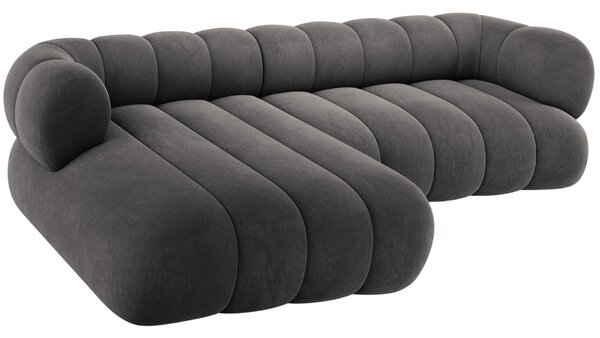-25 % Dny MOMENTI– Cosmopolitan Design Šedá sametová rohová pohovka Koge 270 cm, levá