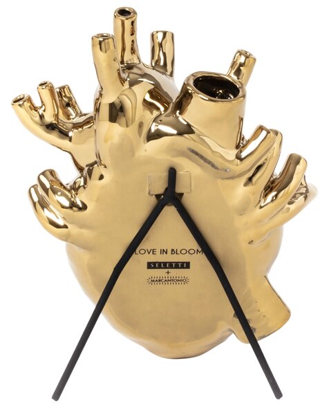 Seletti Zlatá porcelánová váza Love in Bloom 25 cm