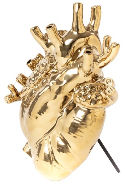 Seletti Zlatá porcelánová váza Love in Bloom 25 cm