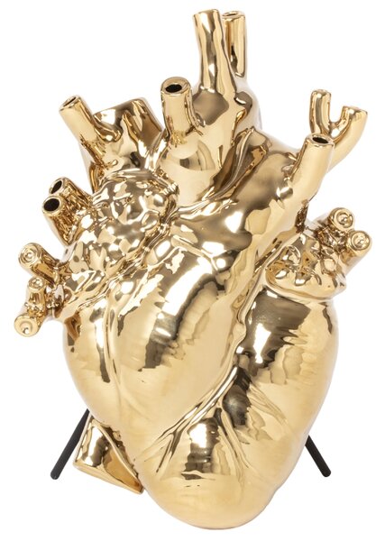 Seletti Zlatá porcelánová váza Love in Bloom 25 cm