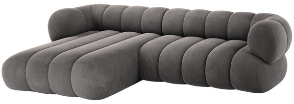 -25 % Dny MOMENTI– Cosmopolitan Design Šedá sametová rohová pohovka Koge 270 cm, levá