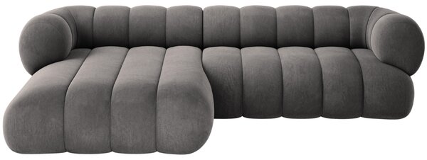 -25 % Dny MOMENTI– Cosmopolitan Design Šedá sametová rohová pohovka Koge 270 cm, levá