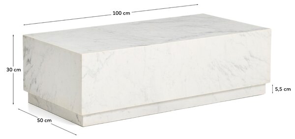 Kave Home Bílý mramorový konferenční stolek Sorein 100 x 50 cm