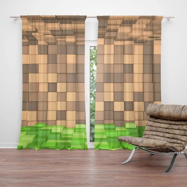 Sablio Závěs Blocks 3D: 2ks 140x160cm - 60 mm - tužkové řasení